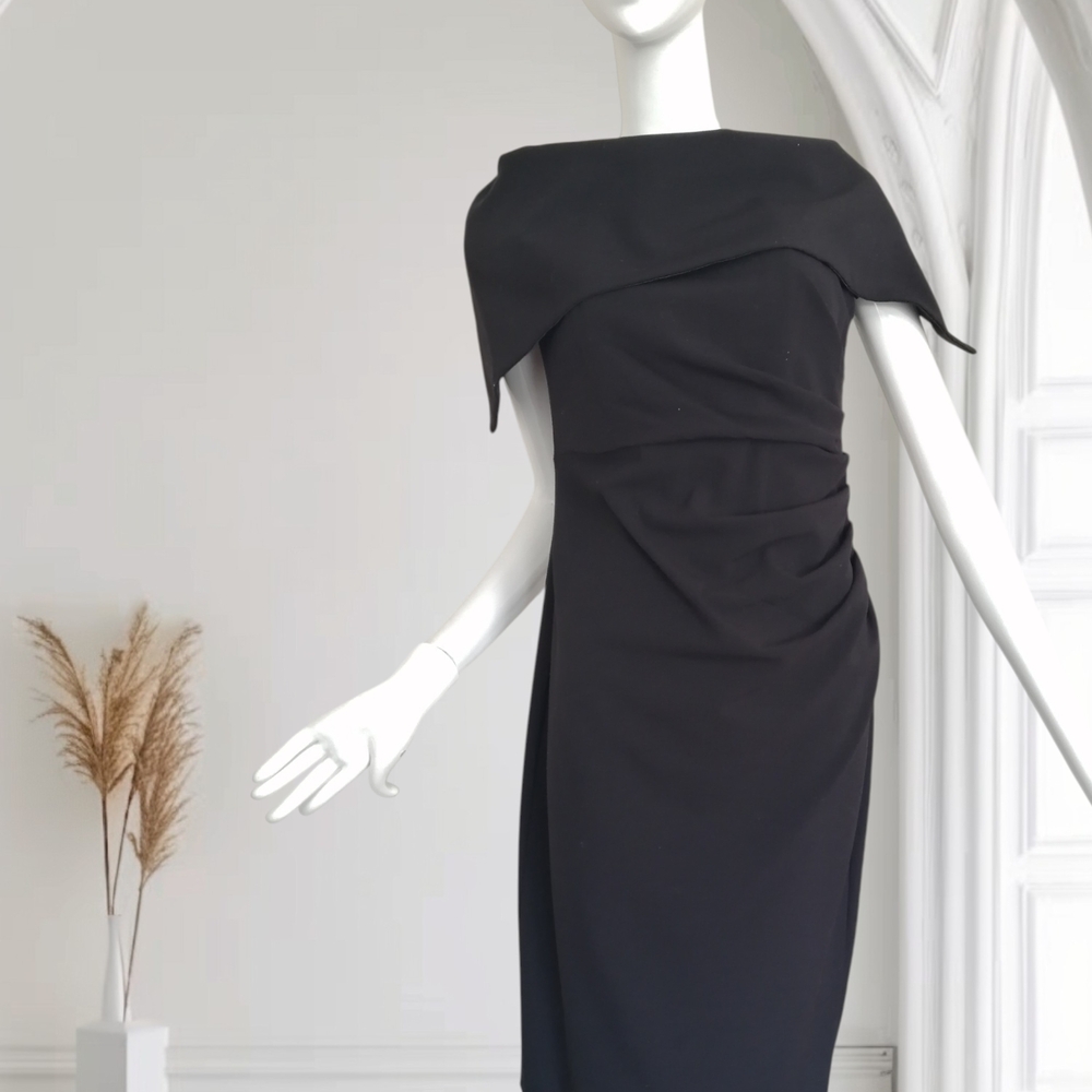Vince Camuto Black Off-Shoulder Midi Dress